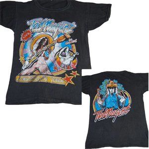 Vintage 80s Ted Nugent Live American Tour T-Shirt Double Sided Guns Small
